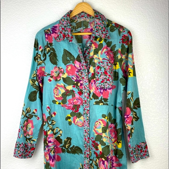 Soft Surroundings Floral Button Down Tunic Duster Kimono Shirt - Picture 7 of 9